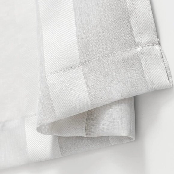 Eyelet Kitchen Curtains White striped Semi Sheer x 2 Panels Small window decor - Picture 4 of 10